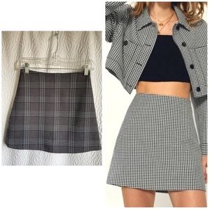 Aritzia Wilfred Classic Mini Skirt Plaid A-line Dark Grey, Light Grey, Black